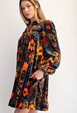 Flower Child Printed Velvet Dress