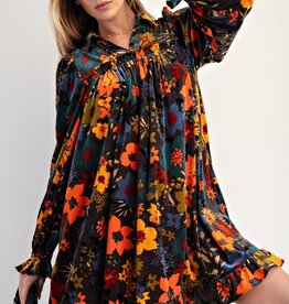 Flower Child Printed Velvet Dress