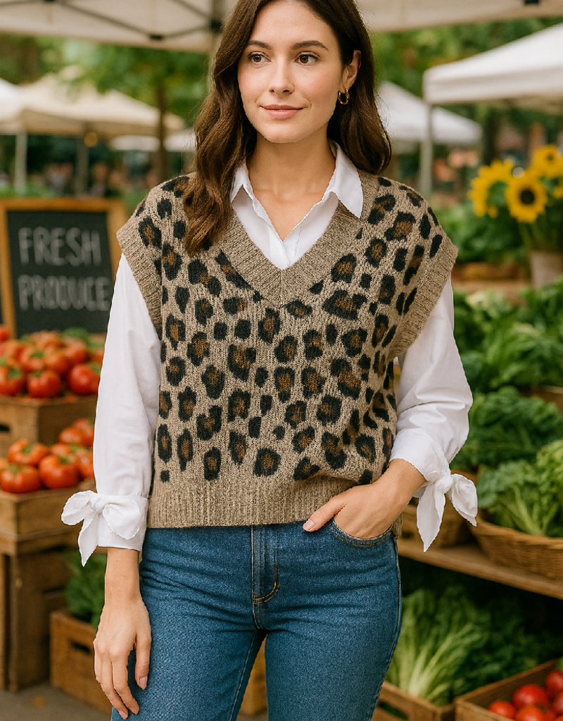Leopard V-Neck Vest