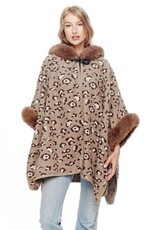 Leopard Faux Fur Cape With Hood
