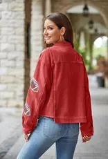 Cropped Corduroy Sequin Football Jacket