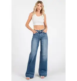 Mid Rise Stretch Trouser Wide Leg Jean
