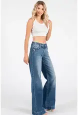 Mid Rise Stretch Trouser Wide Leg Jean