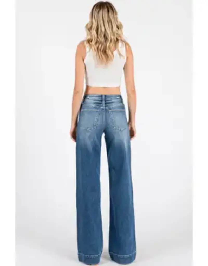 Mid Rise Stretch Trouser Wide Leg Jean