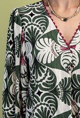 V-Neck Top with 3/4 Length Sleeves and Ric-Rac Trim