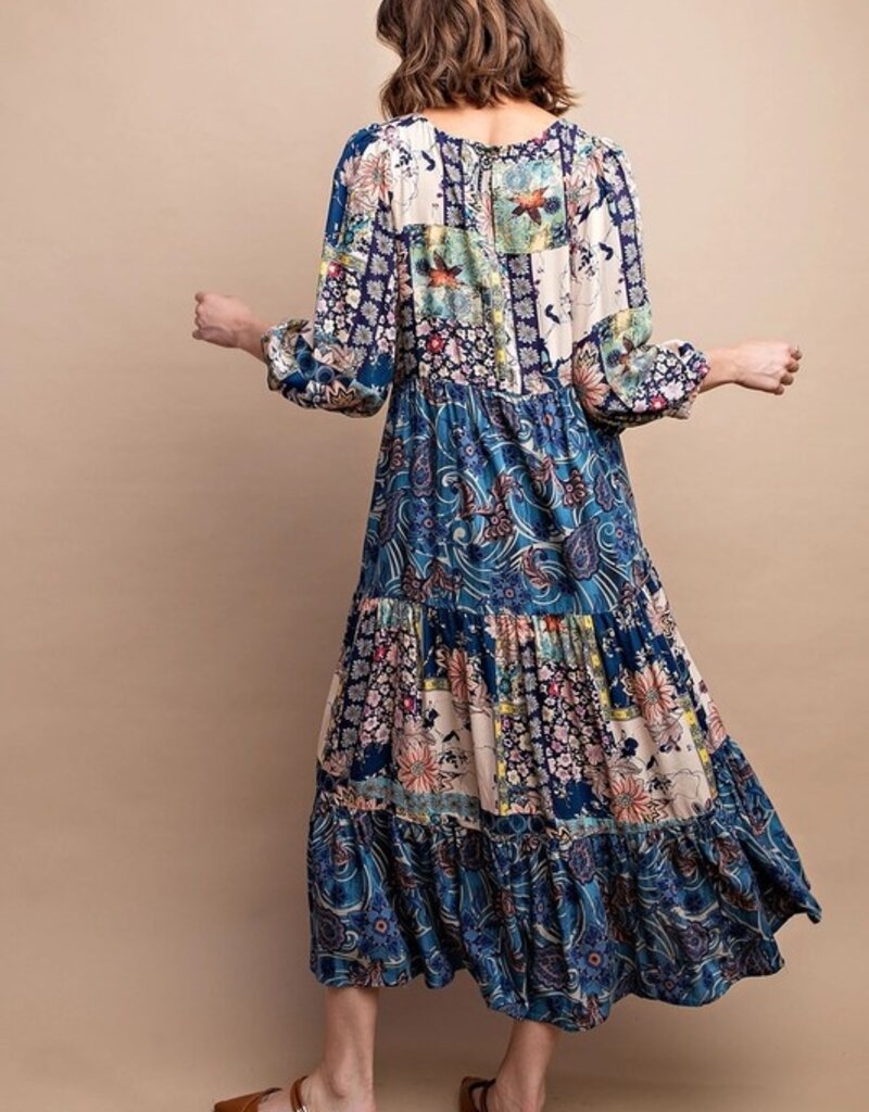 Mystic Mixed Print Midi Dress