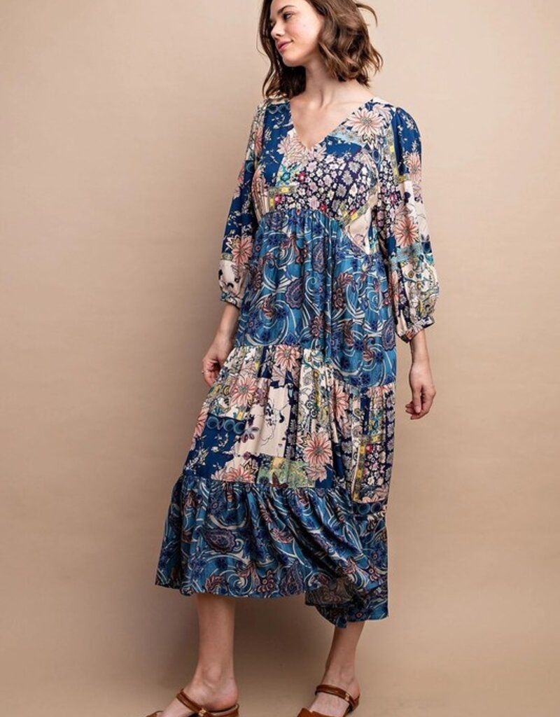 Mystic Mixed Print Midi Dress