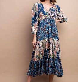 Mystic Mixed Print Midi Dress