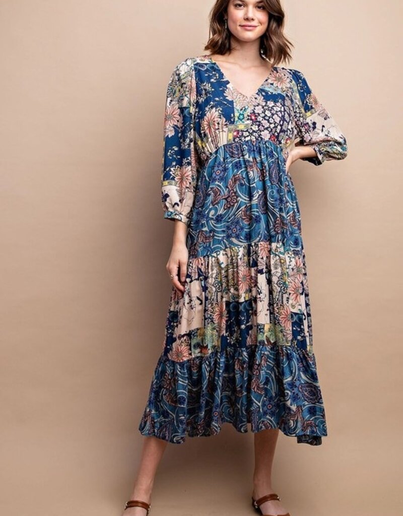 Mystic Mixed Print Midi Dress