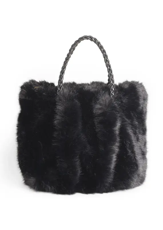 Priscilla Faux Fur Tote - Black