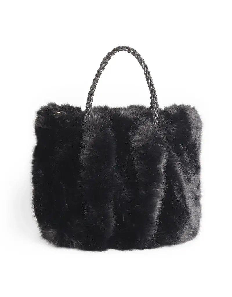 Priscilla Faux Fur Tote - Black