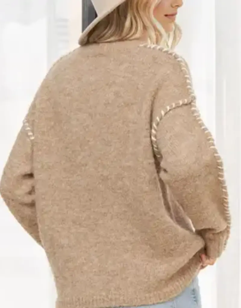 Olivia Stitch Trim Detail Knit Sweater