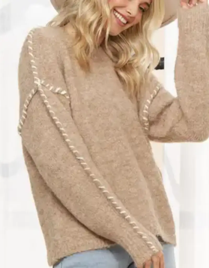 Olivia Stitch Trim Detail Knit Sweater