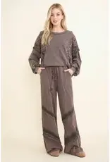 Mineral Washed Cheetah Leopard Fringe Tassel Top