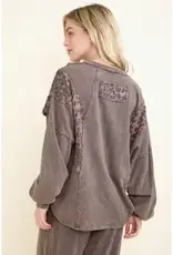 Mineral Washed Cheetah Leopard Fringe Tassel Top