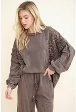Mineral Washed Cheetah Leopard Fringe Tassel Top