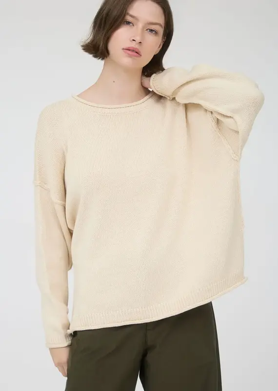 Raw Edge Drop Shoulder Sweater
