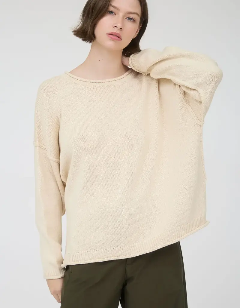 Raw Edge Drop Shoulder Sweater