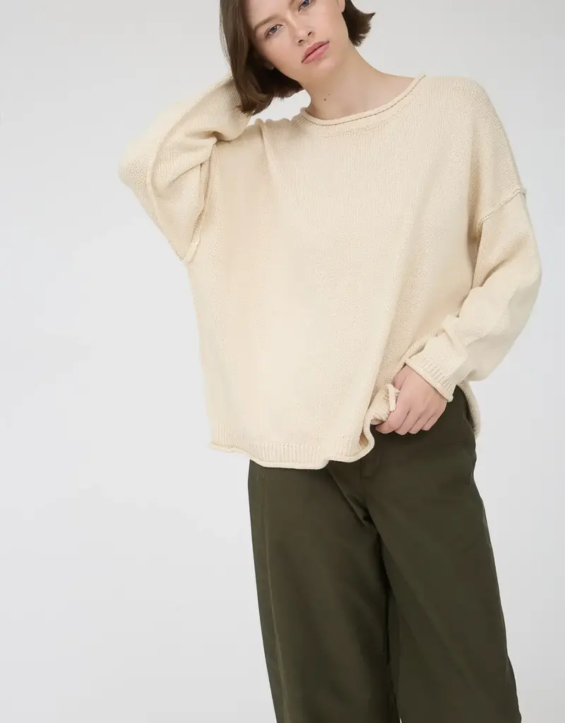 Raw Edge Drop Shoulder Sweater