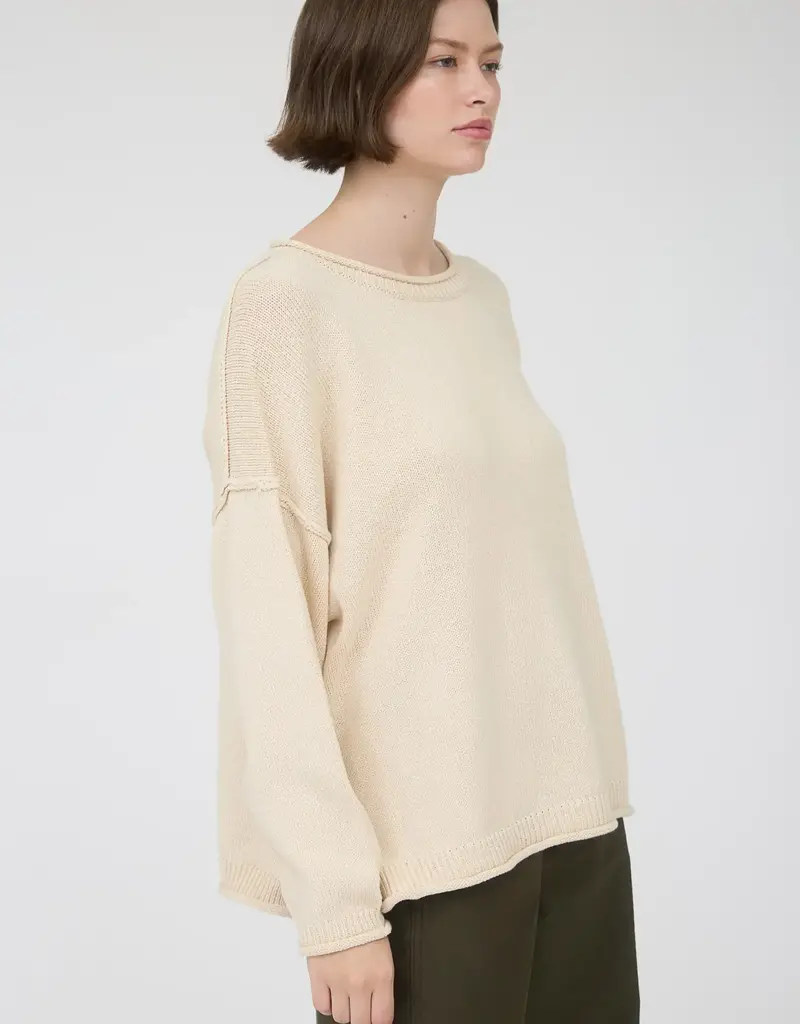 Raw Edge Drop Shoulder Sweater
