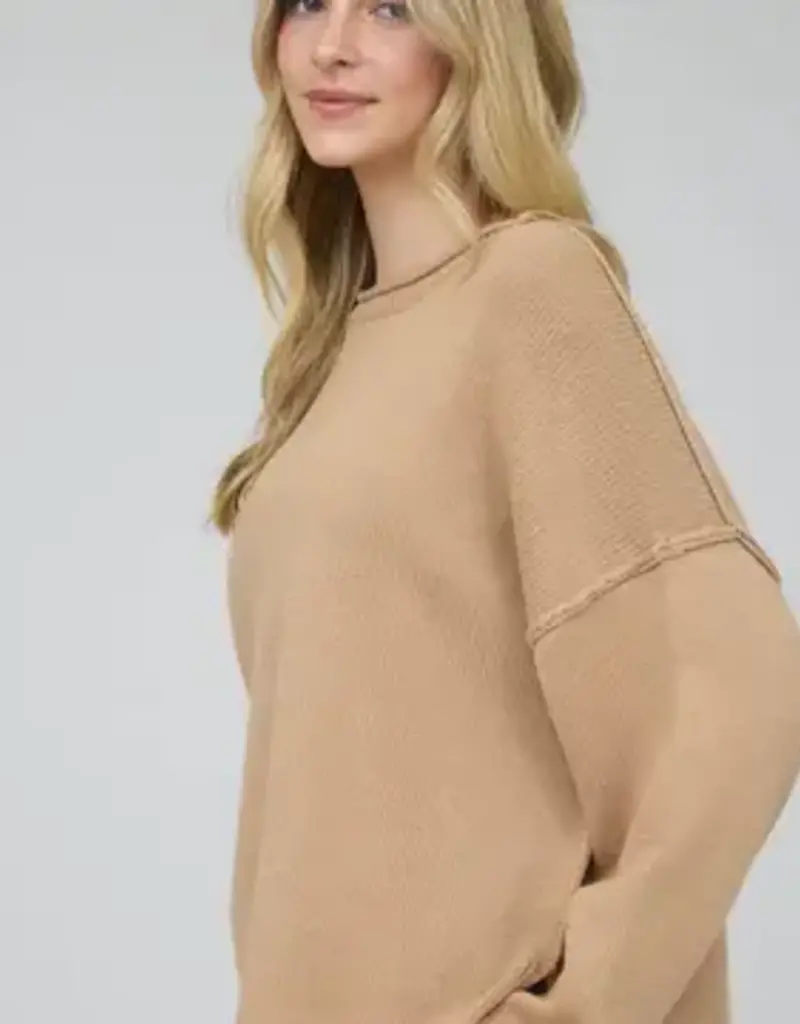 Raw Edge Drop Shoulder Sweater