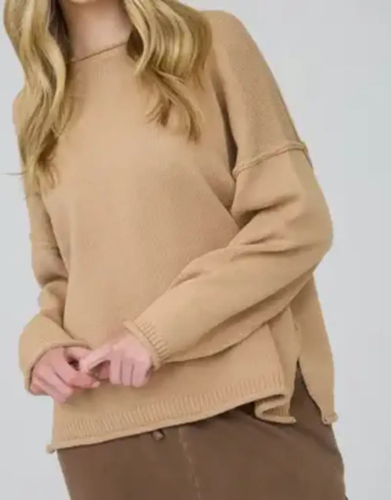 Raw Edge Drop Shoulder Sweater