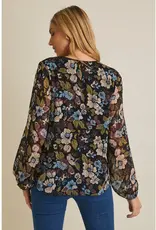 Fall Floral Notch Neck Floral Top