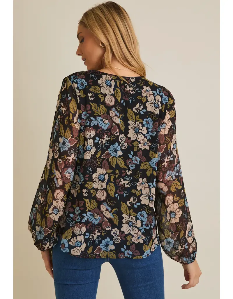 Fall Floral Notch Neck Floral Top