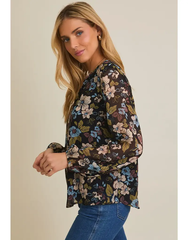 Fall Floral Notch Neck Floral Top