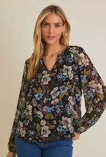 Fall Floral Notch Neck Floral Top