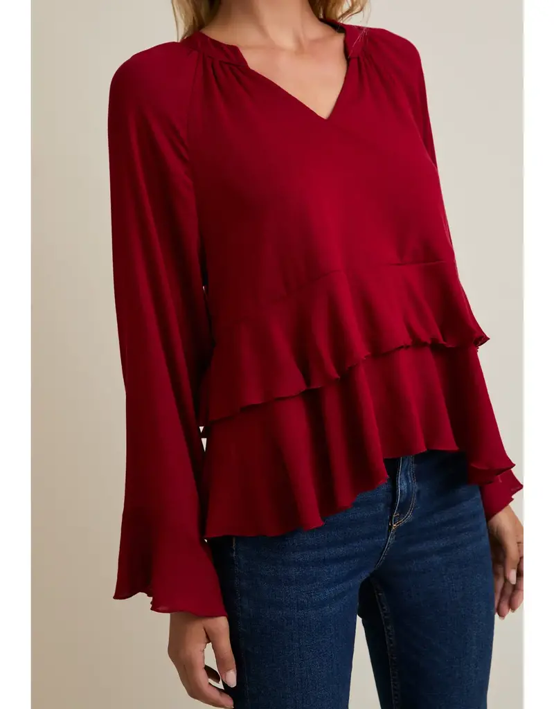 Ruby V-Neck Ruffle Hem Top