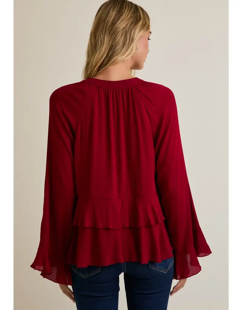 Ruby V-Neck Ruffle Hem Top