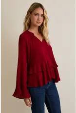 Ruby V-Neck Ruffle Hem Top