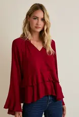 Ruby V-Neck Ruffle Hem Top