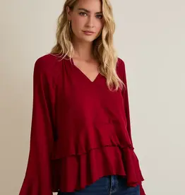 Ruby V-Neck Ruffle Hem Top