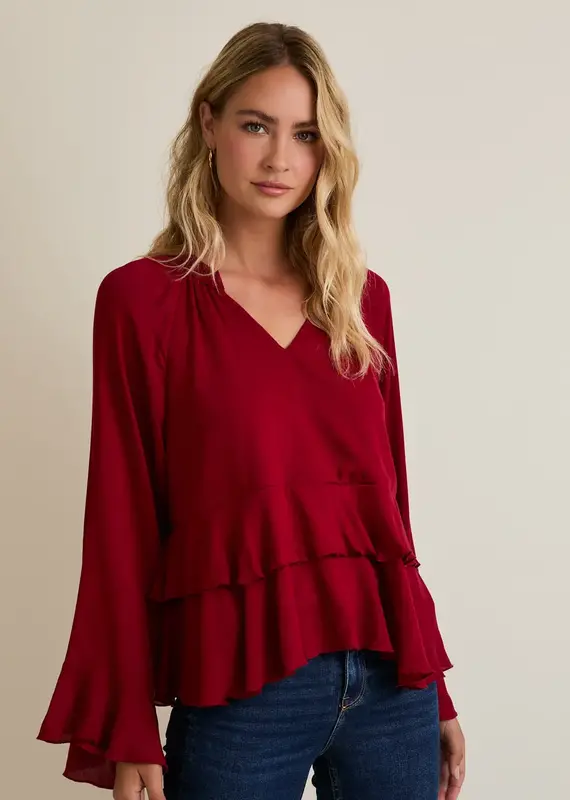 Ruby V-Neck Ruffle Hem Top
