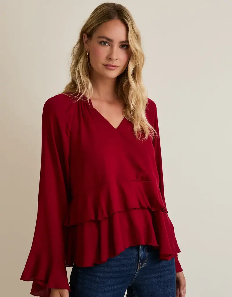 Ruby V-Neck Ruffle Hem Top
