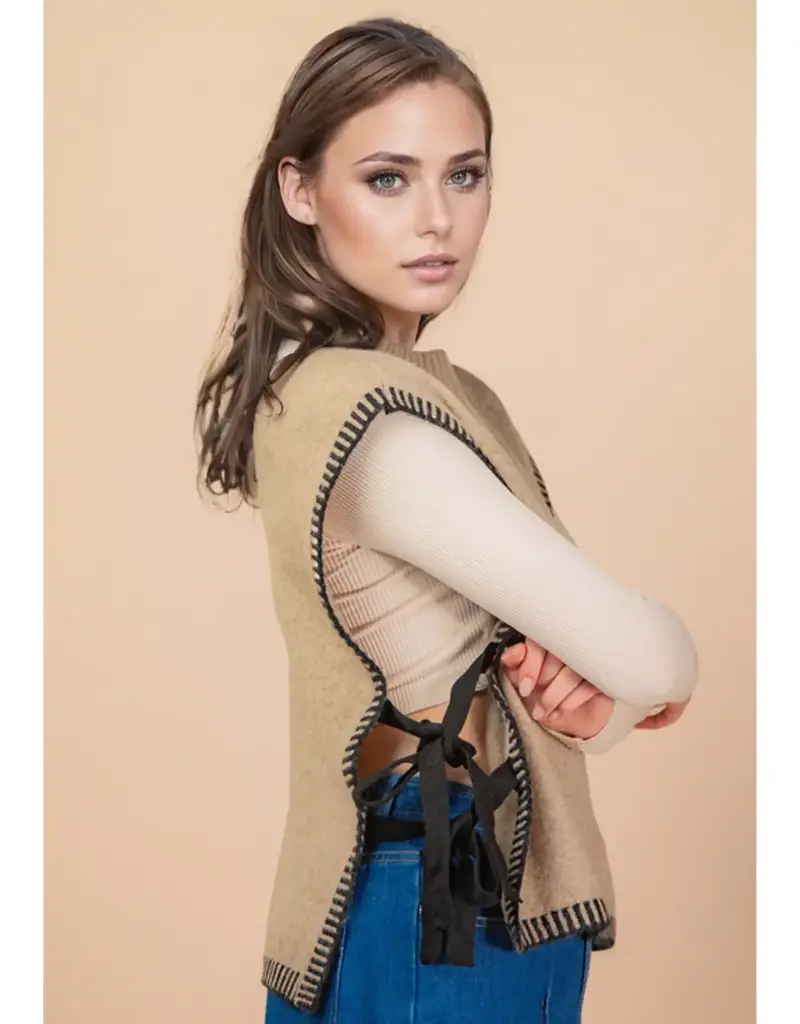 Knit Vest With Tie Side Detail