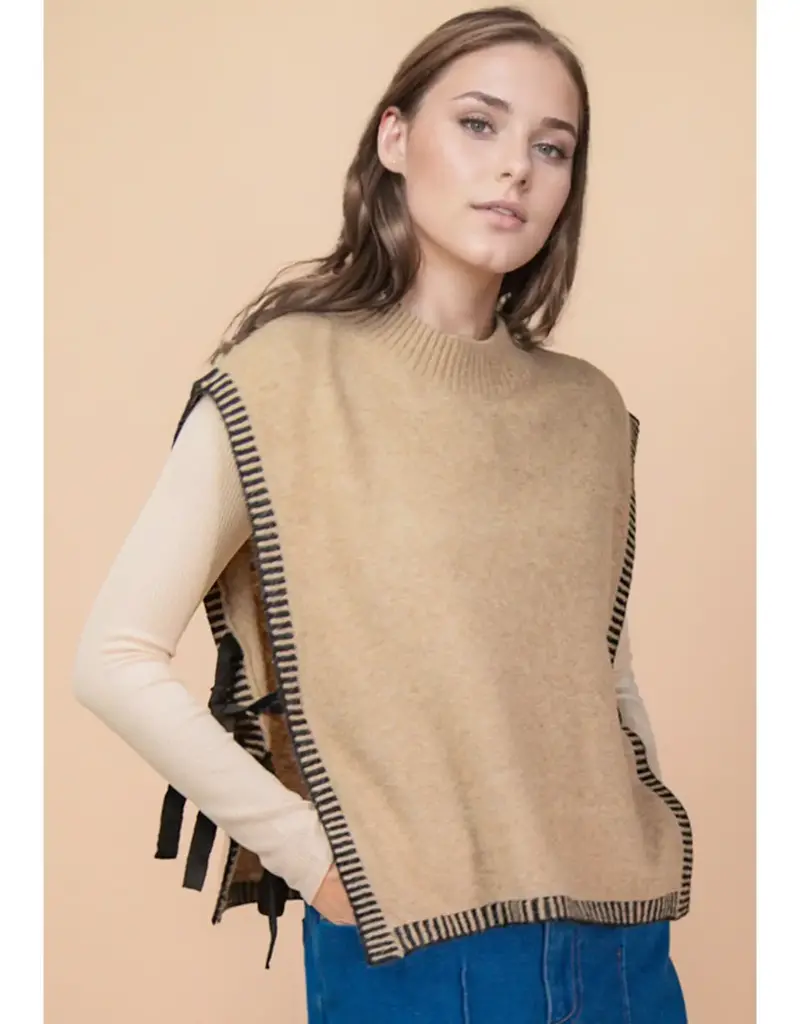 Knit Vest With Tie Side Detail