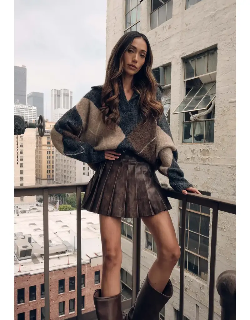 Faux Leather Pleated Mini Skirt