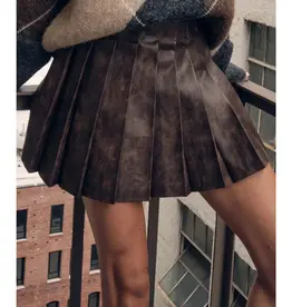 Faux Leather Pleated Mini Skirt