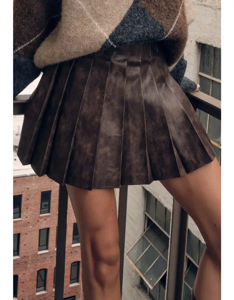 Faux Leather Pleated Mini Skirt