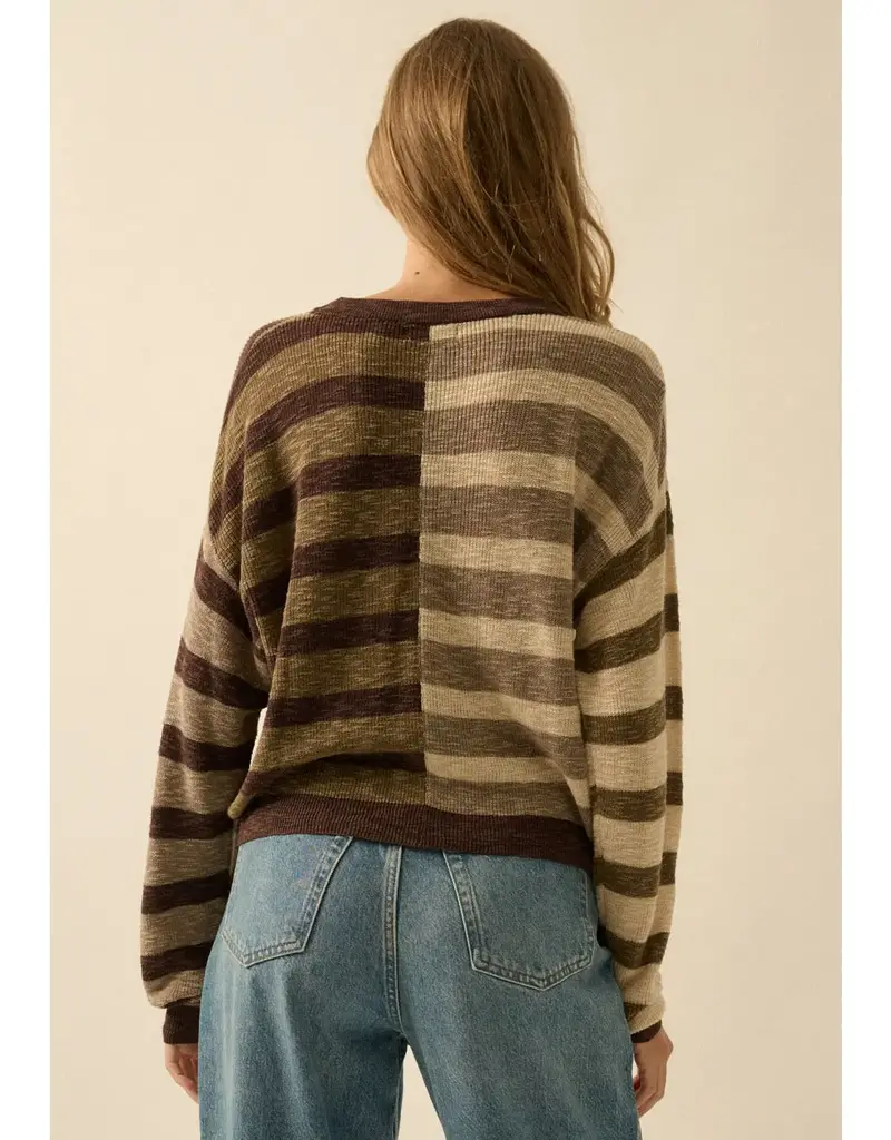 Stripes Ribbed-Knit Sweater
