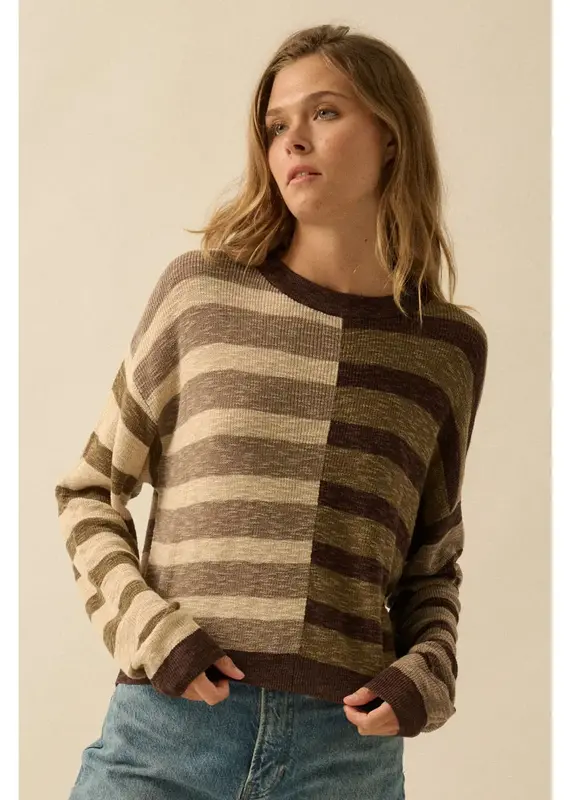 Stripes Ribbed-Knit Sweater