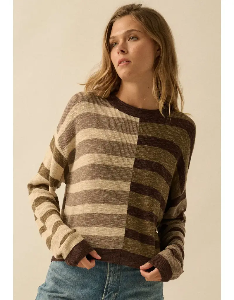Stripes Ribbed-Knit Sweater