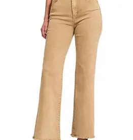 Acid Washed Frayed Hem Straight Wide Pant