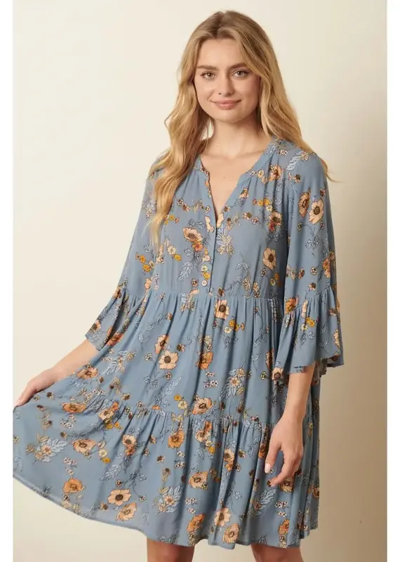 Flower Print Babydoll Dress