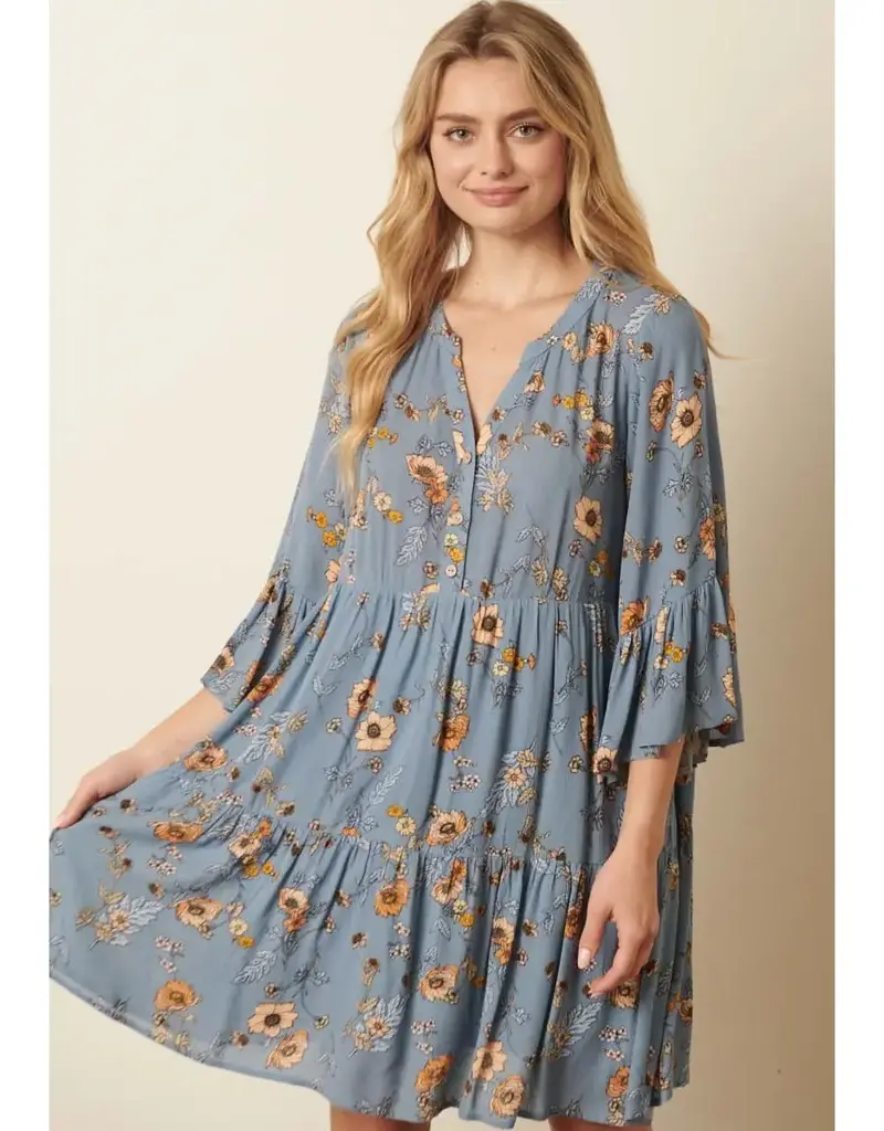 Flower Print Babydoll Dress