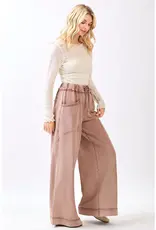 Mineral Wash Curved Seam Wide Leg Pants