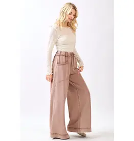Mineral Wash Curved Seam Wide Leg Pants
